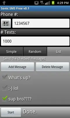 Sonic SMS Free android App screenshot 1