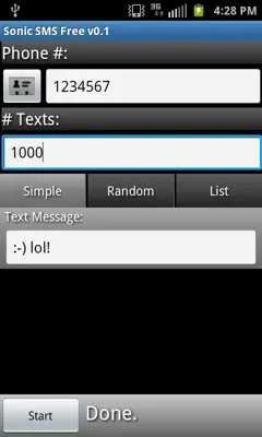 Sonic SMS Free android App screenshot 2